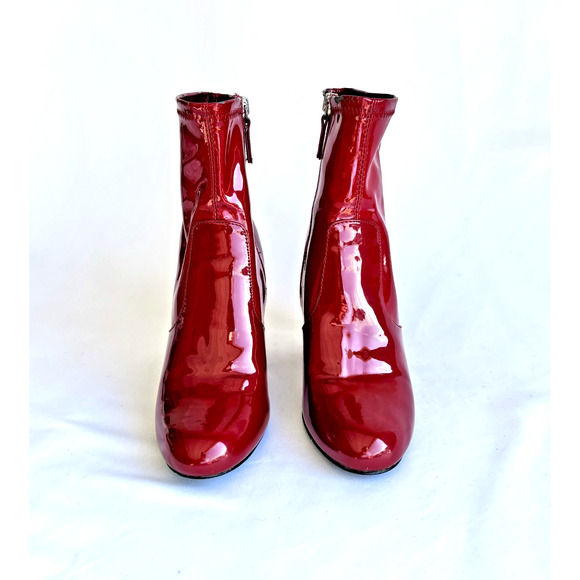 Steve Madden Red Patent Ankle Boots 4in Chunky Heel Size 7 - Picture 5 of 10
